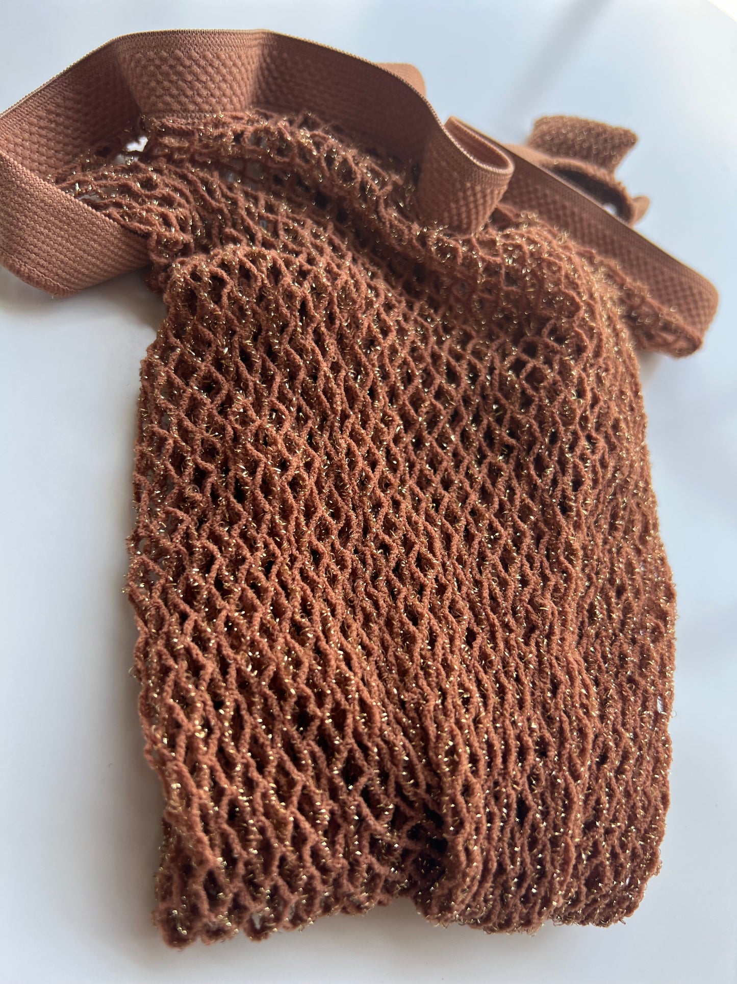 Cinnamon Gold Glitter Carnival Fishnet Stockings