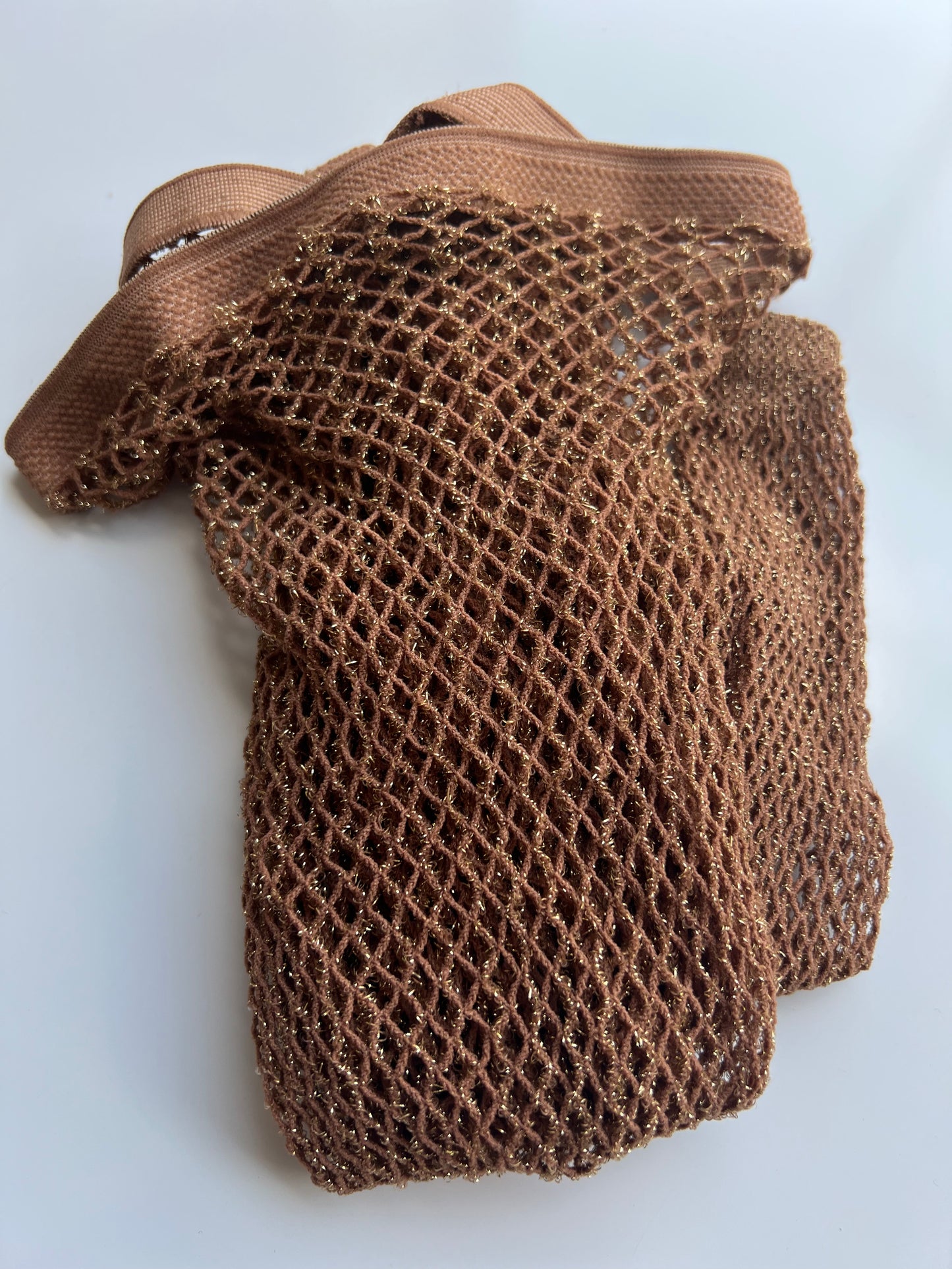 Caramel Gold Glitter Carnival Fishnet Stockings