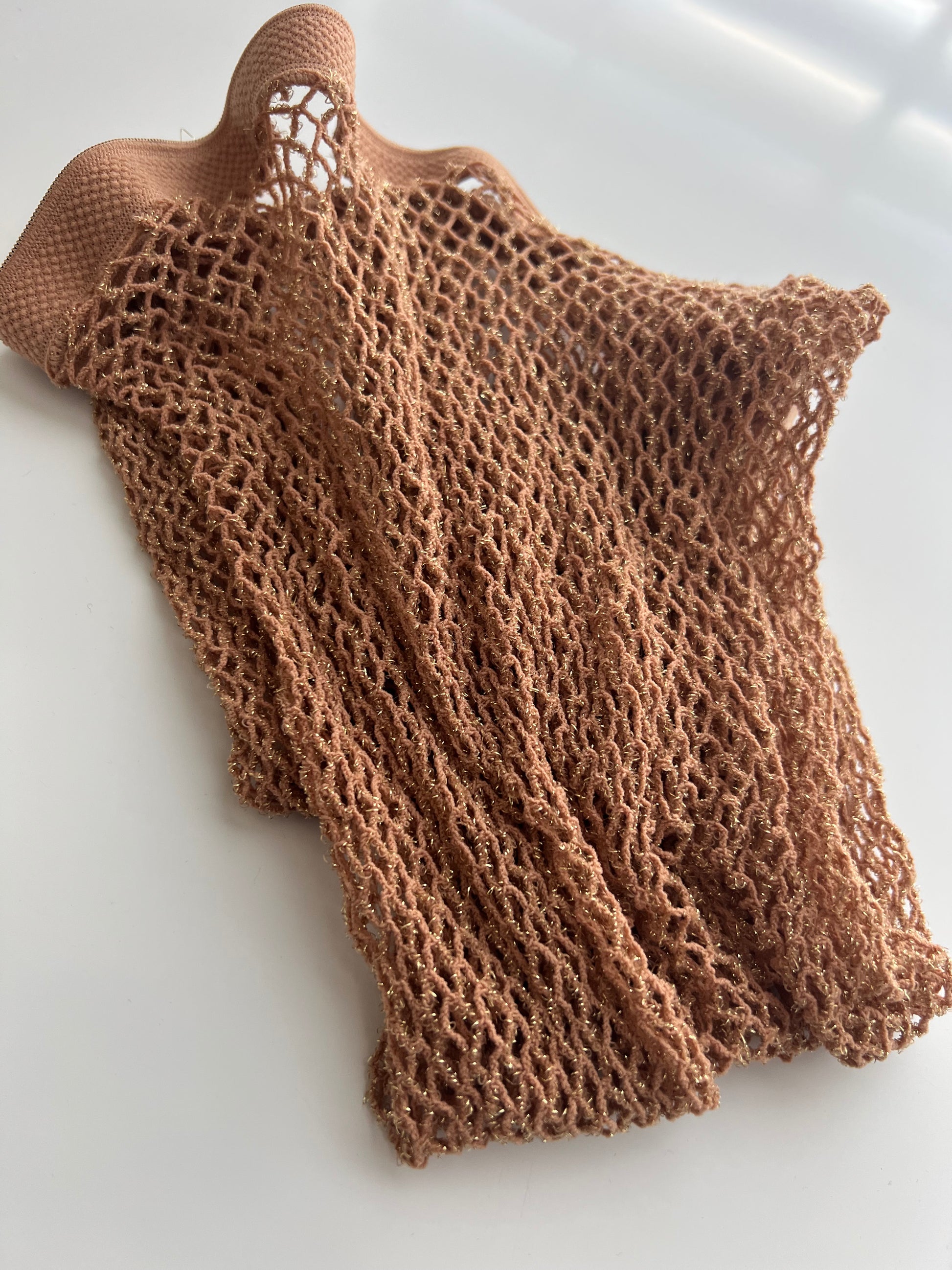 Honey Gold Glitter Carnival Fishnet Stockings